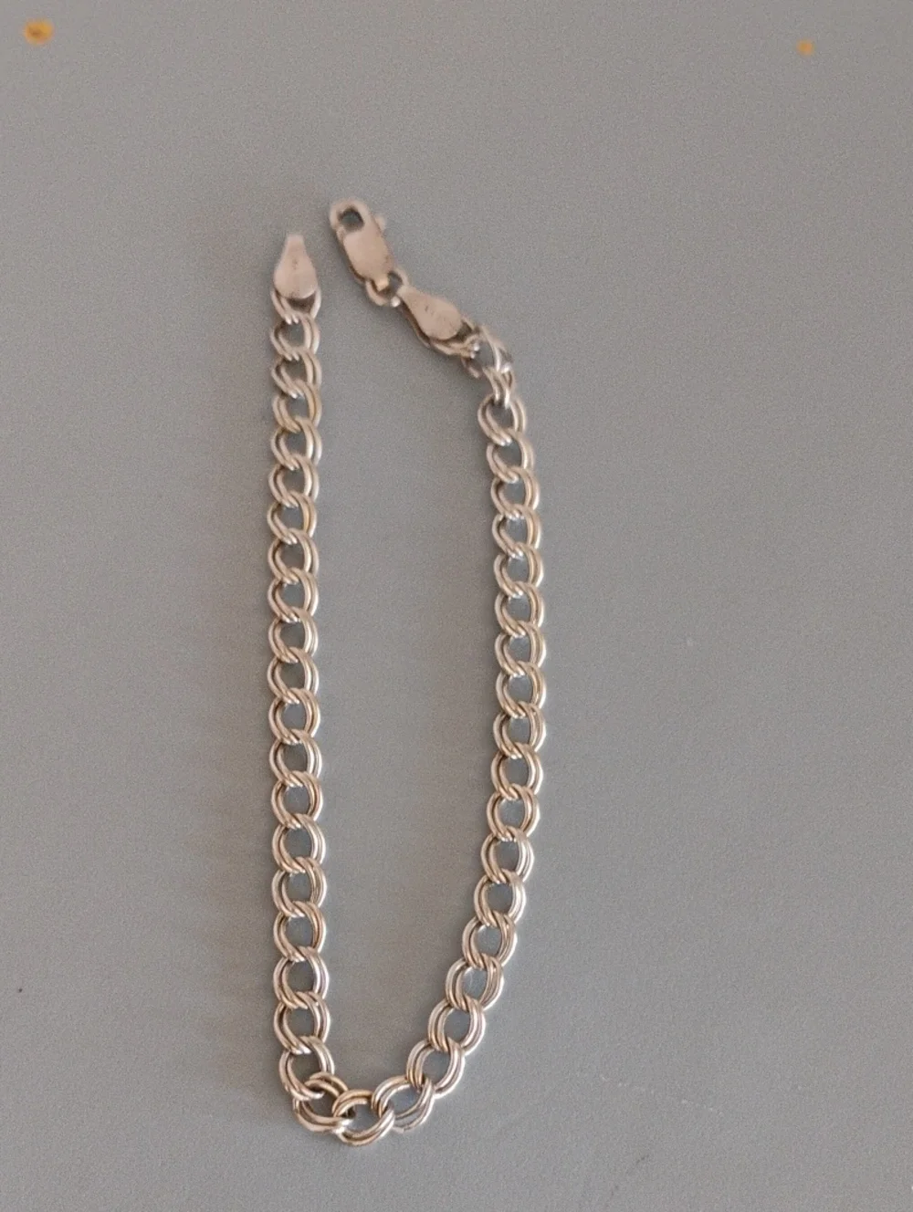Sterling Silver Curb Chain Double Link Bracelet